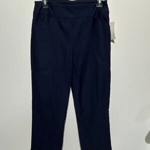 Jenna Rose Women's Navy Blue Lace Hem Pull On Cropped Pants Size Small NWT